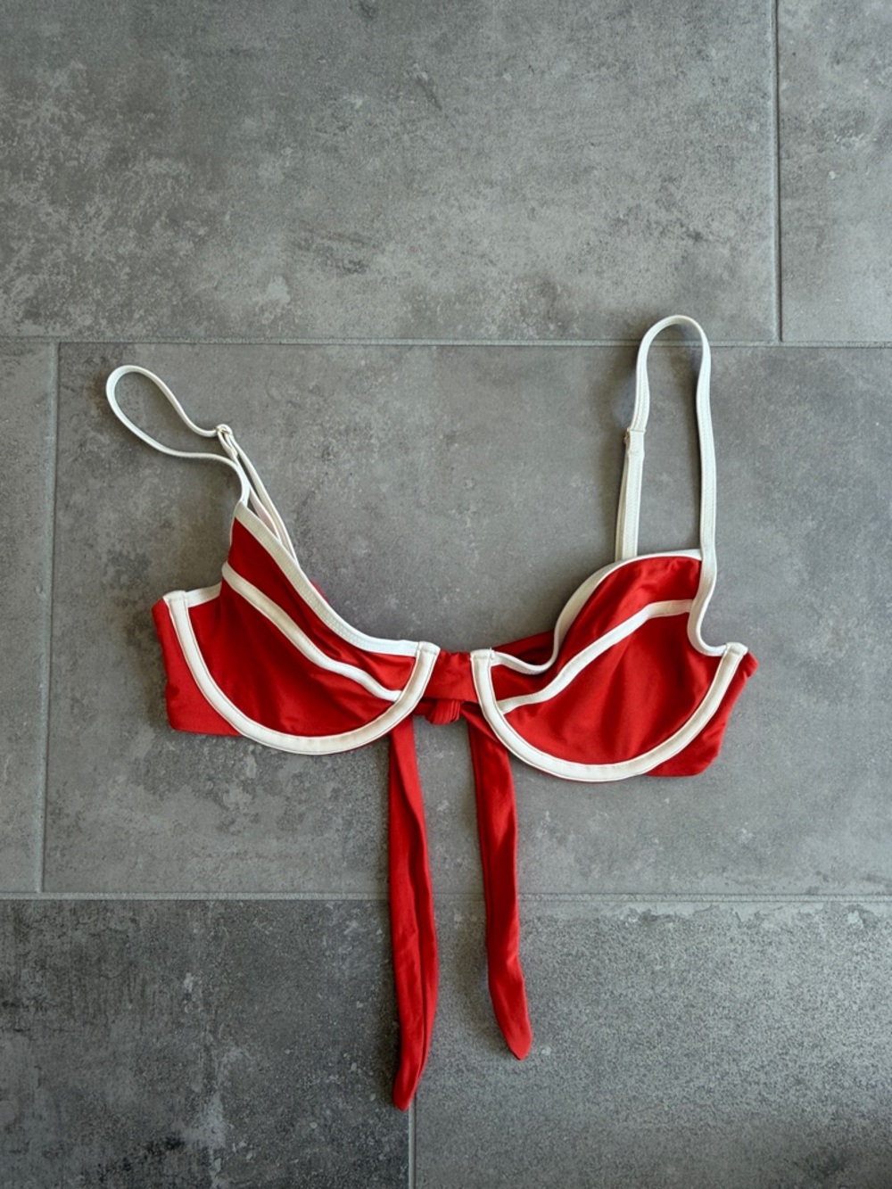 We Wore What Red and White Underwire Bikini Top